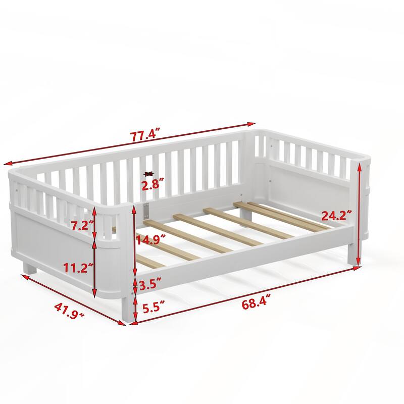 Twin Size Wood Platform Bed for Kids