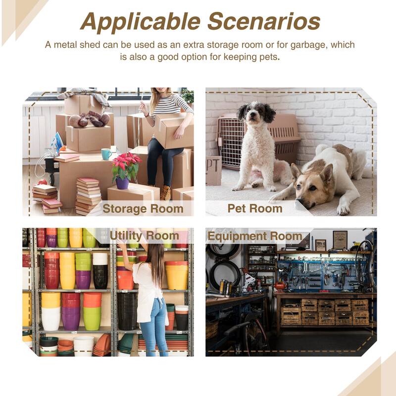 8'x6' Metal Outdoor Storage Shed with 2 Lockable Doors - 8 x 6 ft