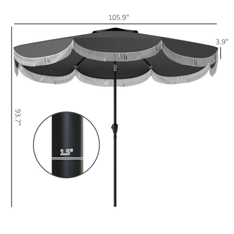 8.8 ft Patio Umbrella UPF 30+ Shade with Easy Crank Operation for Table or Standalone Use - 8.8'Dia x 7.8' H