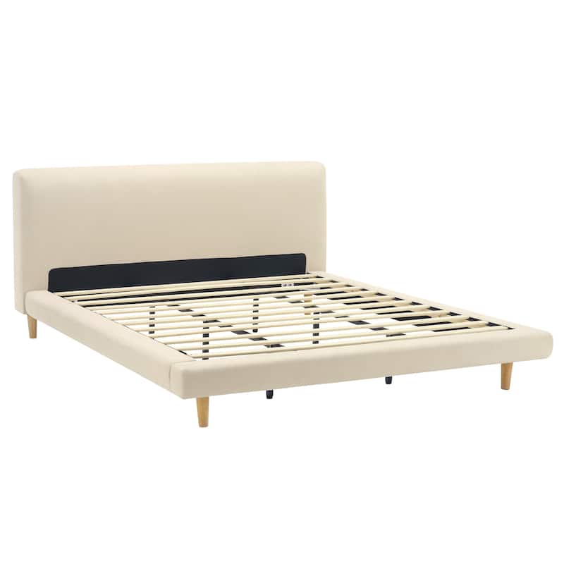 Christopher Knight Home - Havenoak Modern Upholstered Bed Frame with Chunky Headboard