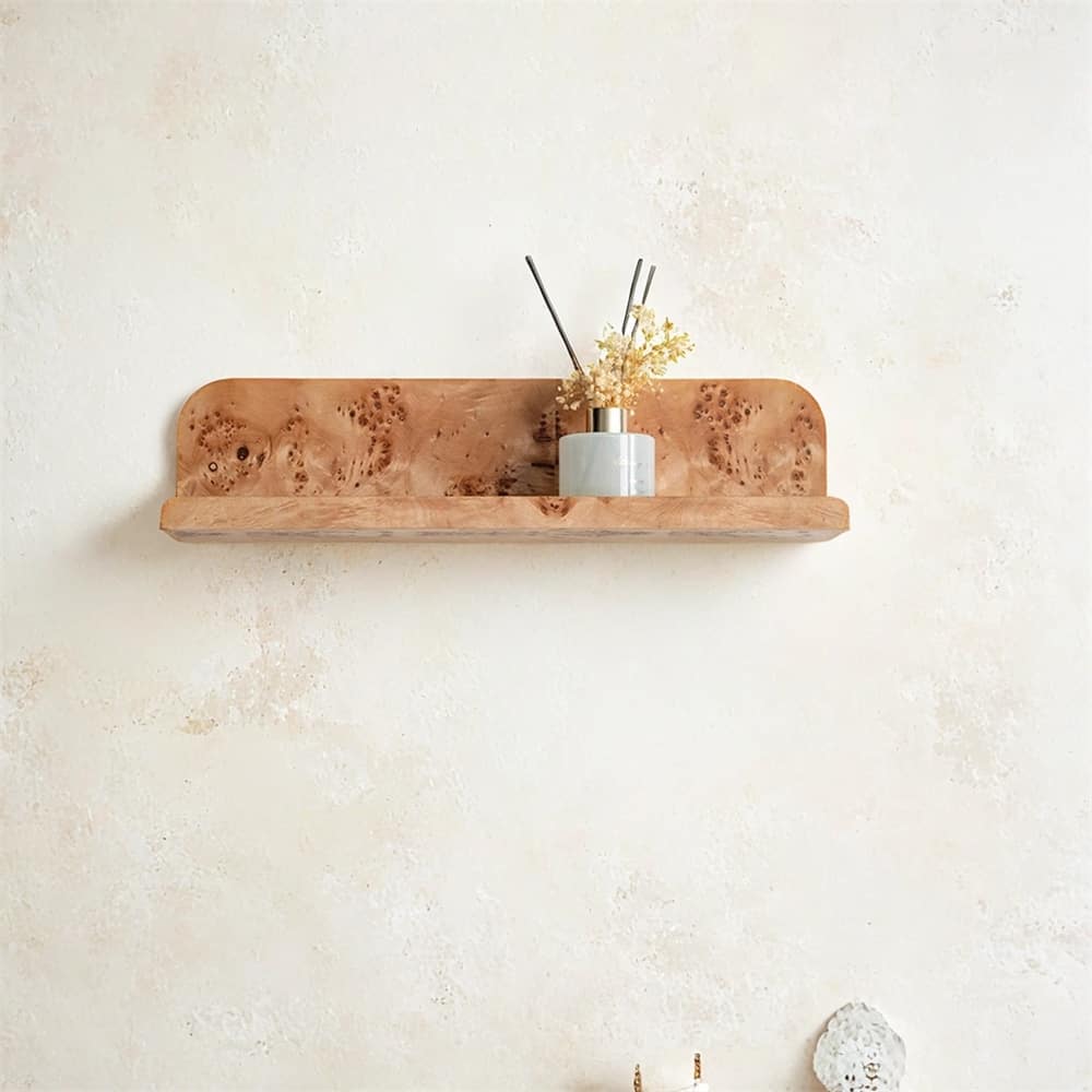 18.9x4.7x4.7" Burl Wood Floating Wall Shelf