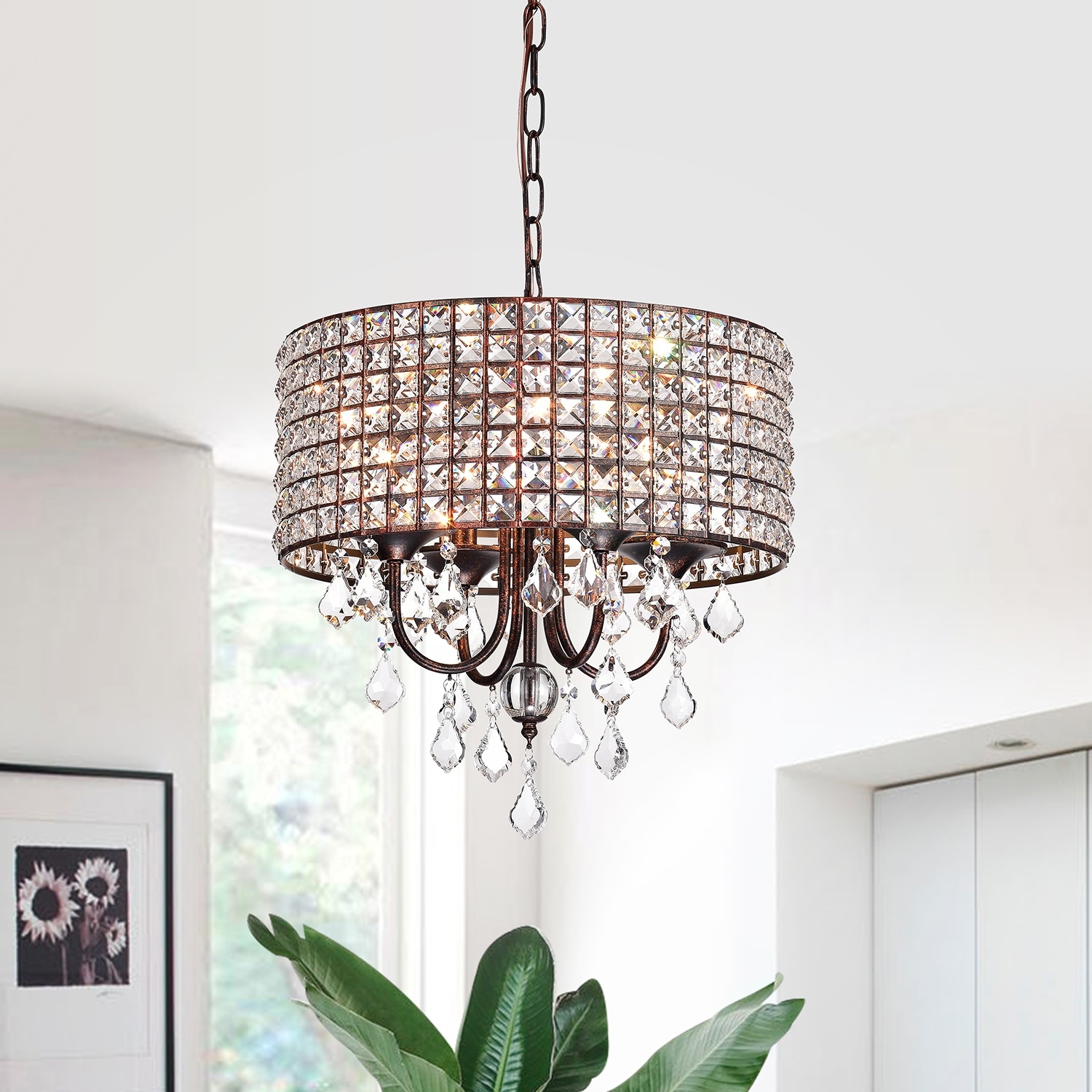 Copper sales drum chandelier
