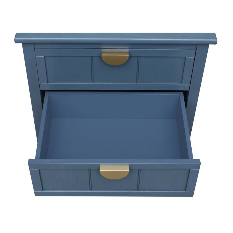 American Style 2-Drawer Bachelors Chest with Golden Handle, Side Table, End Table, Suitable for Bedroom, Living Room