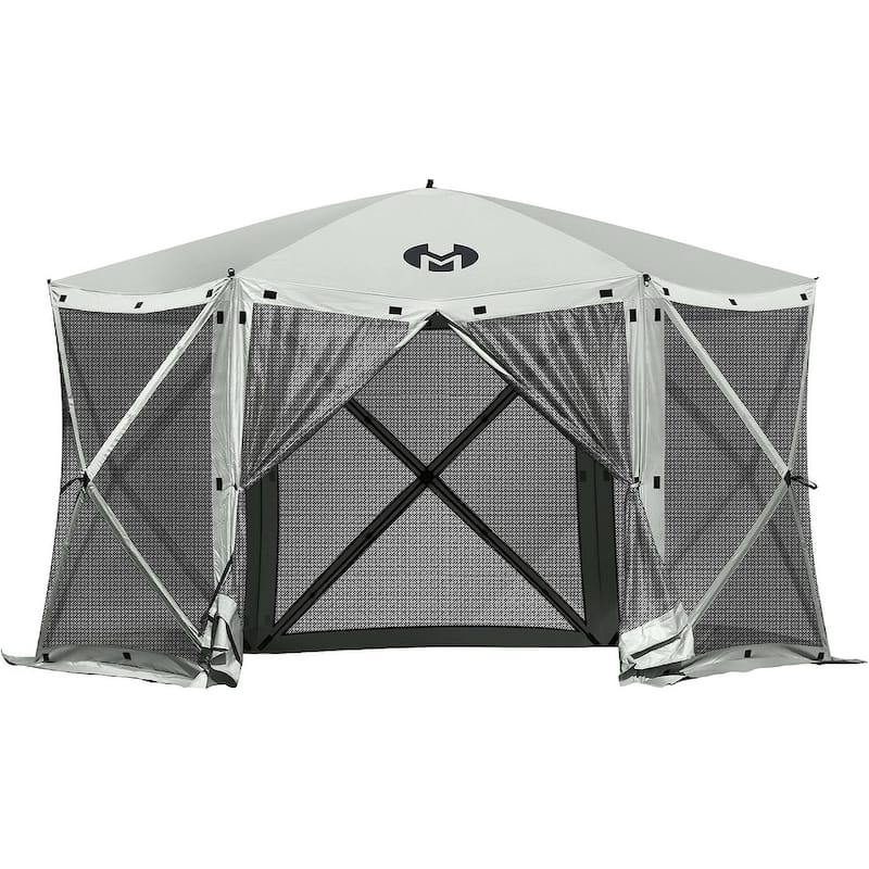 Exacme Portable Gazebo Pop up Tent for Camping, Outdoor Four Sides Pop-up Clam Screen Tent with Canopy Shelter, 1024-6PC - Silver Grey