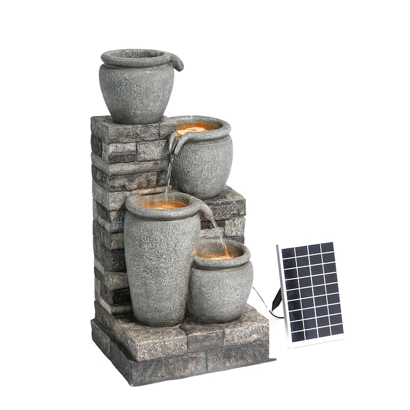 Teamson Home 30.71" 4-Tier Solar-Powered Outdoor Water Fountain