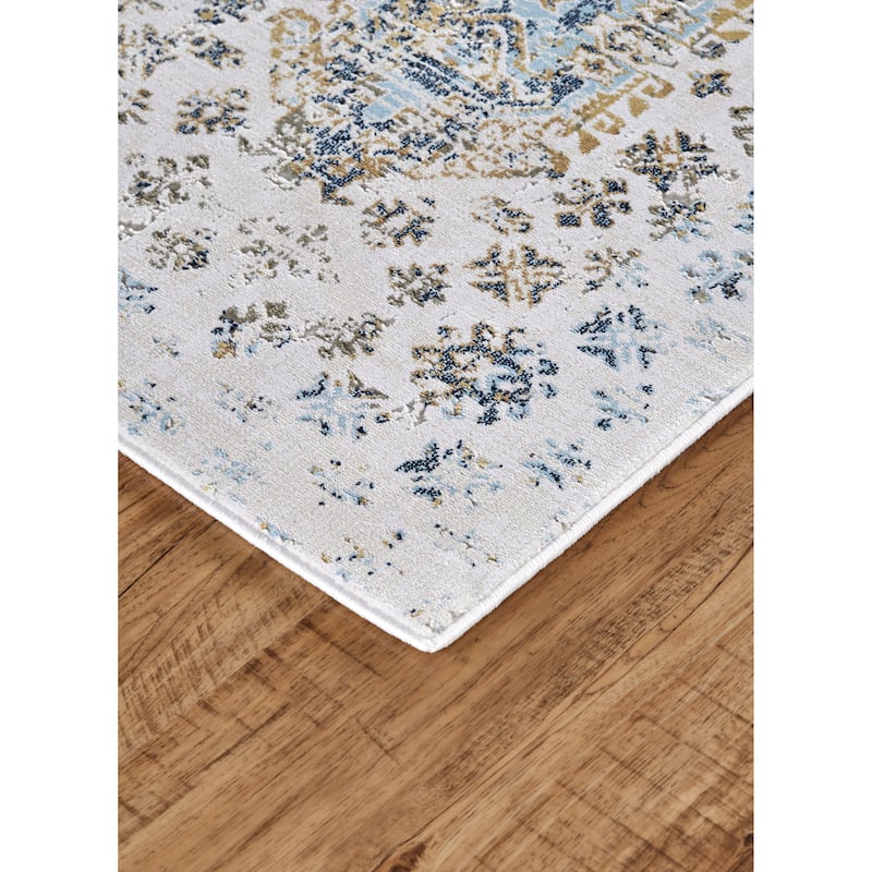 Crowford Vintage Oriental Style Rug, White/Gold, Accent Rug