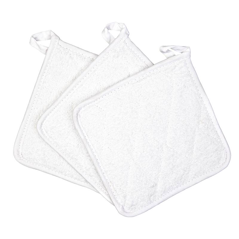 Arkwright Home 7x7 Solid Color Cotton Terry Pot Holders - Pack of 12