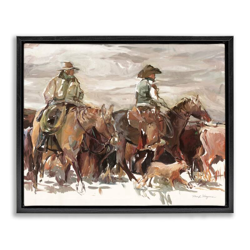 Stupell Round Up Cowboys Framed Floater Canvas Wall Art Design By Marilyn Hageman - 21 x 17 - Black