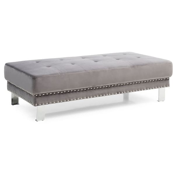 slide 2 of 24, Derek Oversized Velvet Ottoman Grey