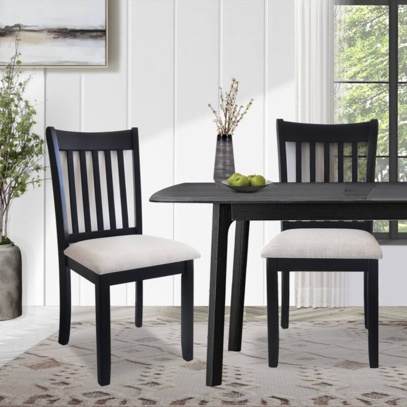 Upholstered Seating Comfortable Black Dining Chairs Set Of 2 For Farmhouse, Kitchen