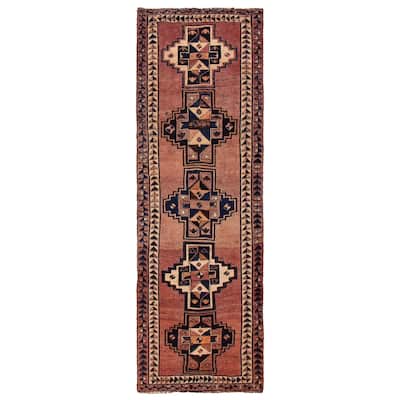 ECARPETGALLERY Hand-knotted Melis Vintage Red Wool Rug - 3'10 x 11'6