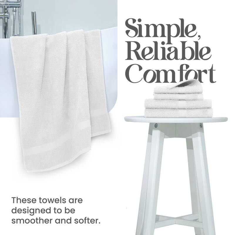 Utica 6-Piece Towel Set 100% Cotton Highly Absorbent & Soft