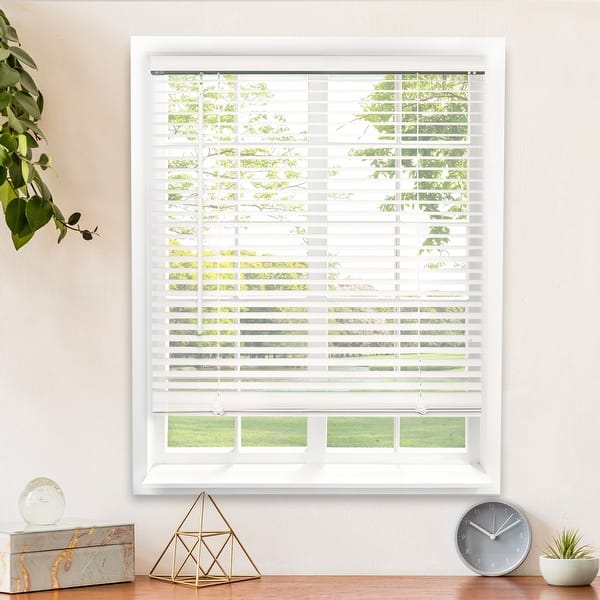 slide 2 of 10, CHICOLOGY Cordless 1-Inch Vinyl Mini Blinds, Room Darkening 48"W X 64"H - White