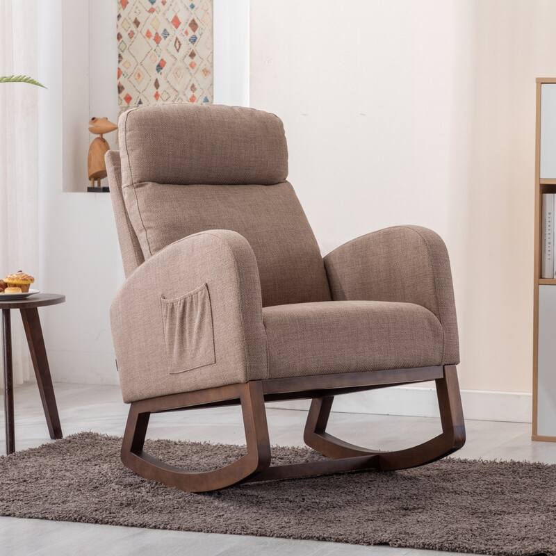 Living Room Comfortable Rocking Chair Living Room Chair - 39.70'' H x 27.16'' W x 37'' D - Camel