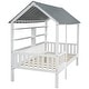 preview thumbnail 8 of 7, Twin Size Kids House Bed with Roof, Guardrail and Storage Shelves, Funny Wood Platform Bed Frame