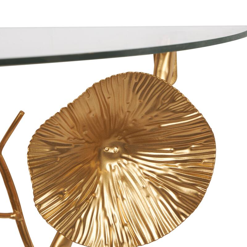 Metal Floral Branch Wall Shelf with Glass Top - Gold or Black - Roche River Decor