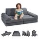preview thumbnail 2 of 19, Kids Couch, Toddler Couch Sofa Bed, Kids Chair Seat Playroom Furniture, Child Sectional Sofa 10Pcs - Grey