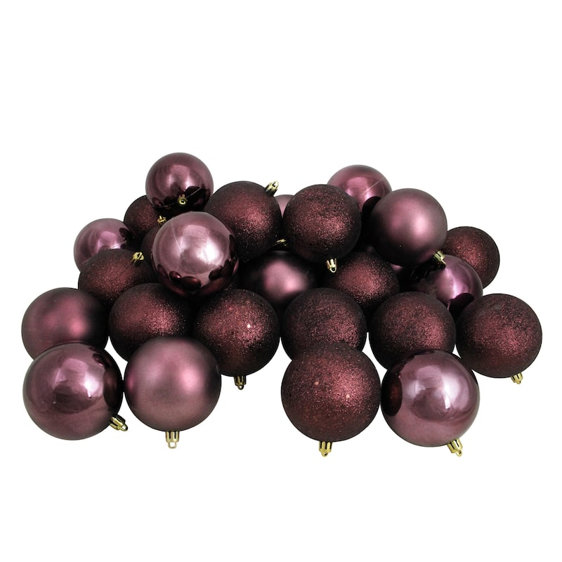 60ct Mulberry Red Shatterproof 4-Finish Christmas Ball Ornaments 2.5"