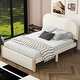 preview thumbnail 9 of 11, Full Size Upholstered Platform Bed With Wood Supporting Feet, Beige