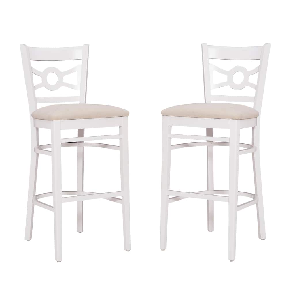 Linon Talyn White Solid Wood Bar Stool (Set of 2)