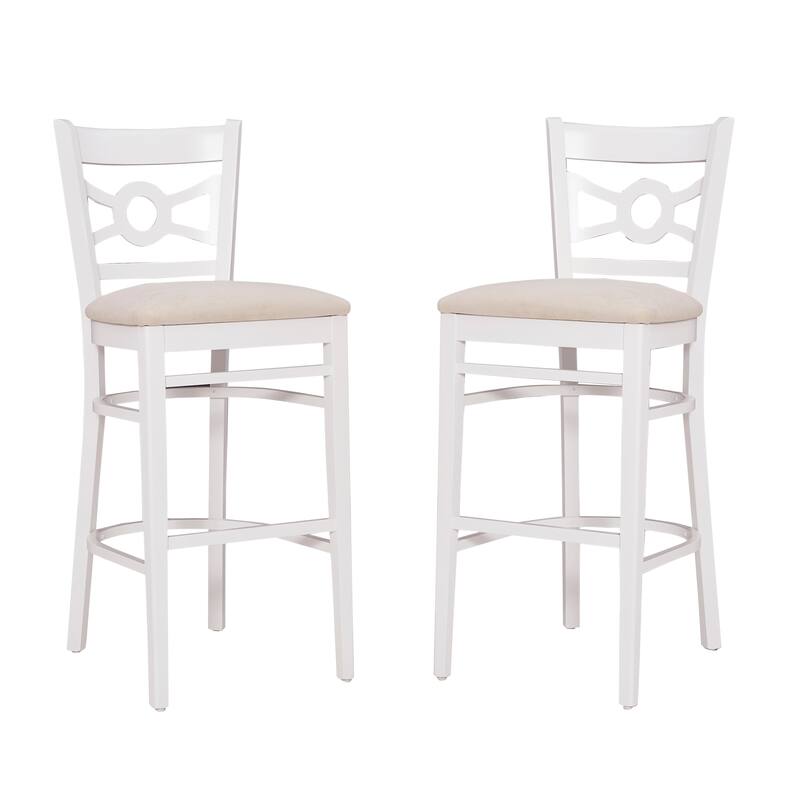 Linon Talyn White Solid Wood Bar Stool (Set of 2)