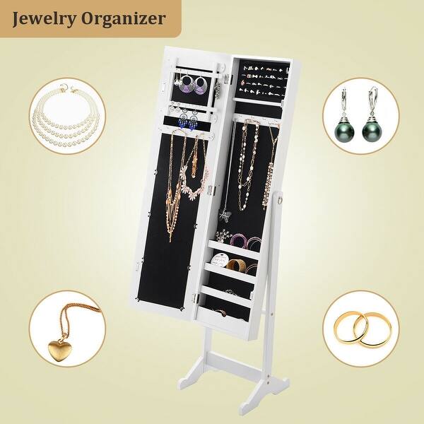 Shop New Mirrored Jewelry Cabinet Armoire Mirror Organizer Storage