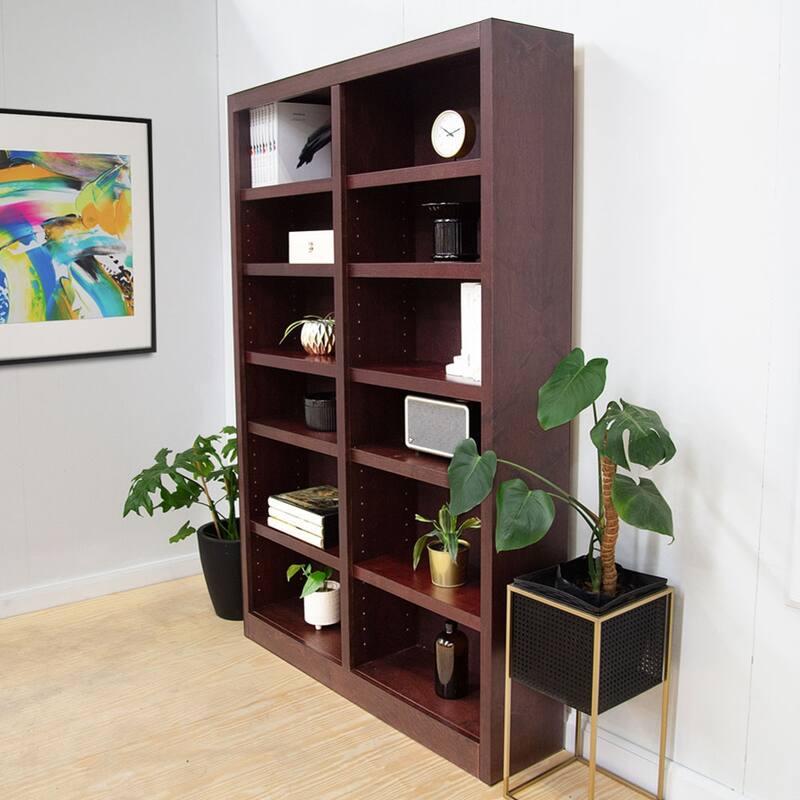Concepts in Wood Double Wide Wood Bookcase, 12 Shelf, 84 inch Tall