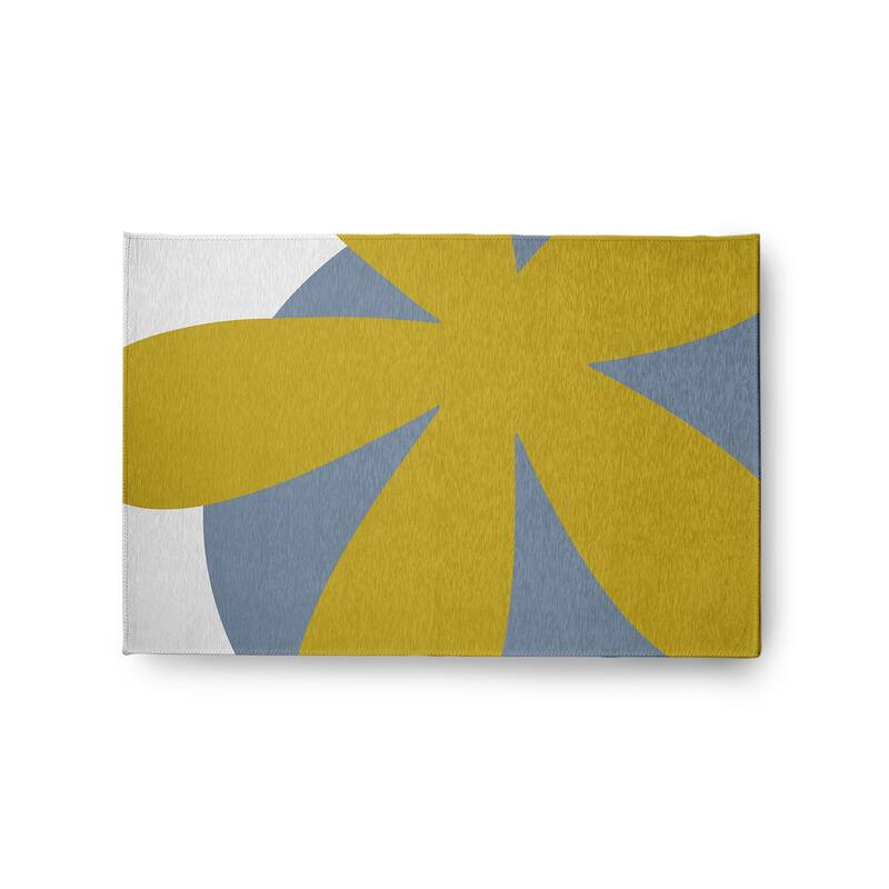 Bold Flower Modern & Contemporary Chenille Area Rug - Mustard Yellow - 24" 36"