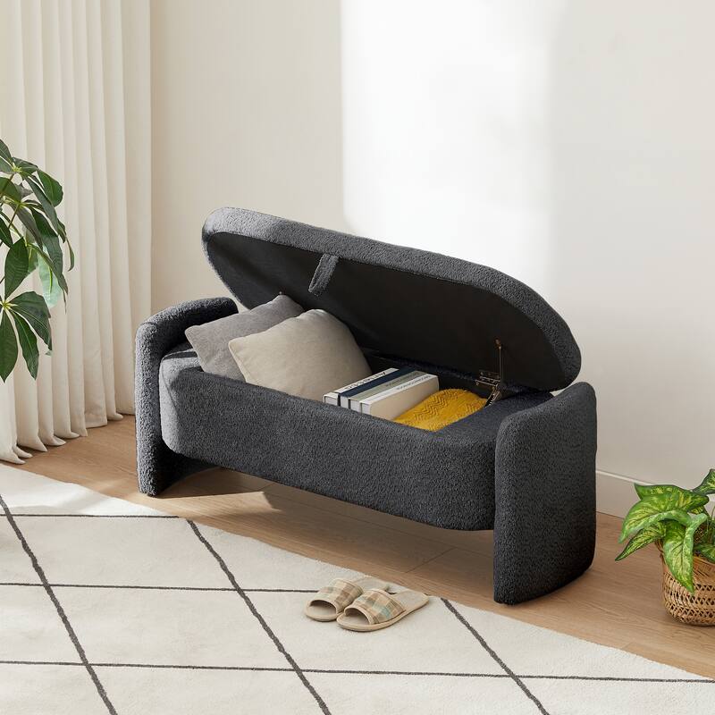 Modern Oval Storage Bench with Large Storage Space