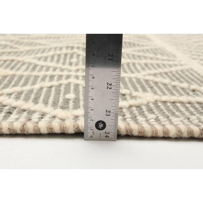 ECARPETGALLERY Braid weave Sienna Grey Wool Rug - 6'0 x 9'1