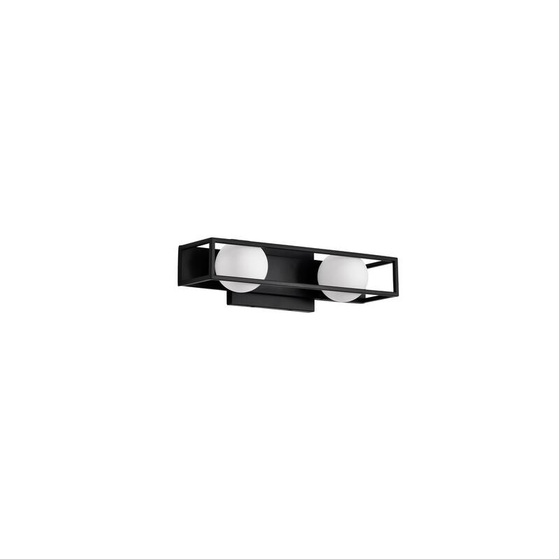 Jenkins 16 Inch 2 Light LED Vanity Matte Black with Frosted Glass