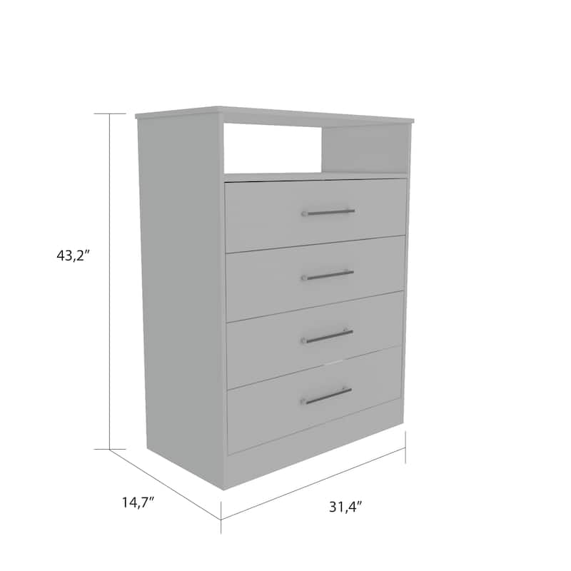 TUHOME Continental Dresser with 4 Drawers and Metal Hardware