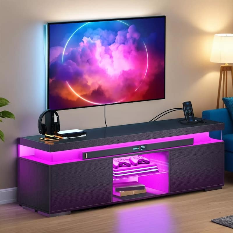LED TV Stand for 55/60/65 Inch with Power Outlets TV Media - 58 inches