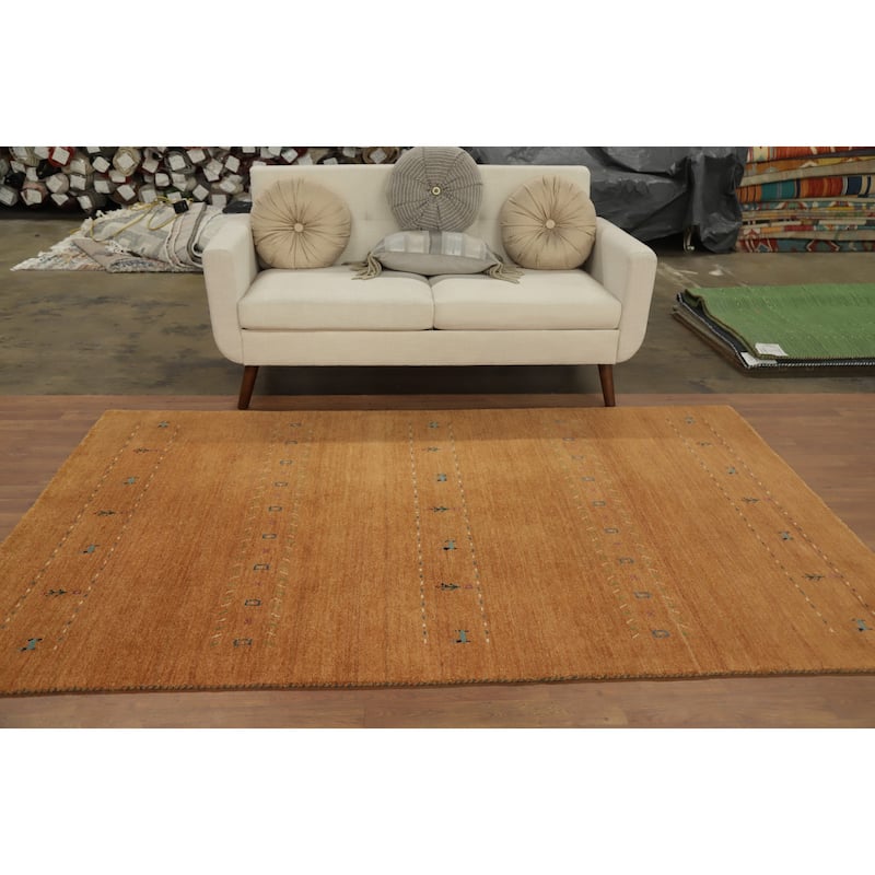 Hand Knotted Oriental 100% Wool Carpet Tribal Animal Pictorial Oranges & Rust Gabbeh Area Rug - 7' 11'' X 4' 11''