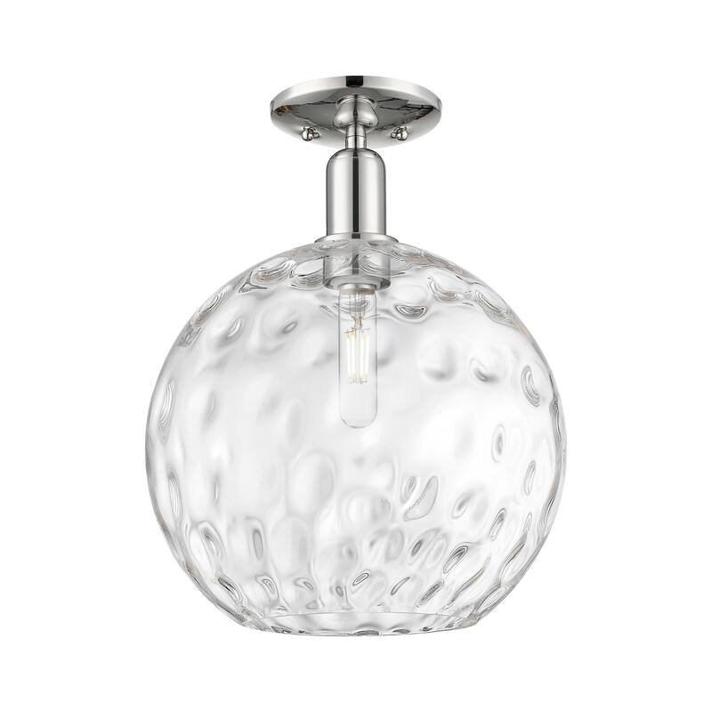 Innovations Lighting Endless Possibilities Arcadia - Athens Water Glass - 1 Light 12" Semi-Flush Mount - Polished Nickel