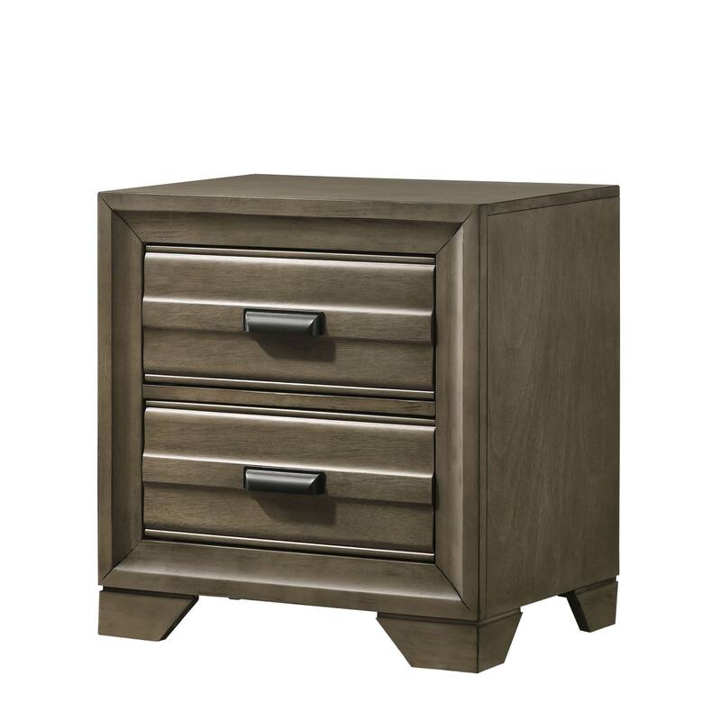 Roundhill Furniture Loiret Rubbed Gray Oak Finish Wood Storage Platform Bedroom Set with Dresser, Mirror, Nightstand, Chest