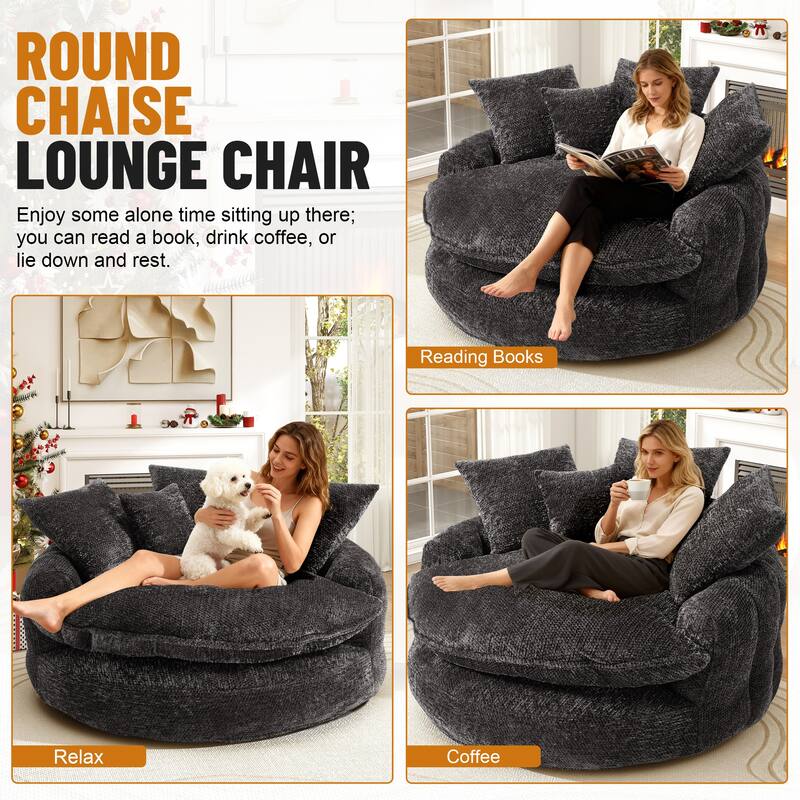 Rossetta Oversized Round Polyester Foam Chair with Pillows