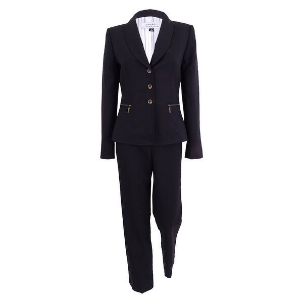 Shop Tahari Asl Women S Pinstriped Shawl Collar Pantsuit 4 Brown Brown 4 Overstock 21166262