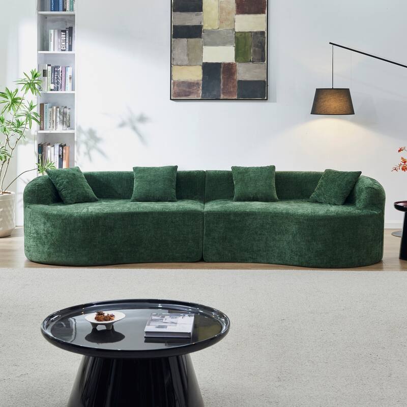 111.02" Curved Chenille Sectional Sofa, No Assembly Required