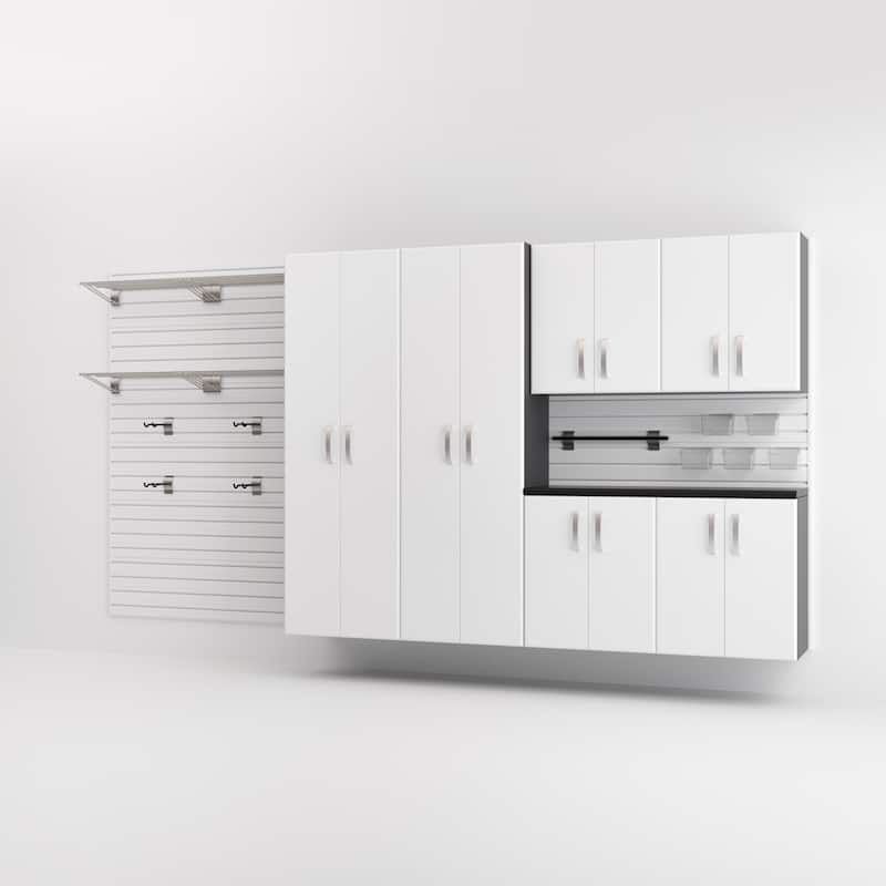 Flow Wall 7 Piece PVC Indoor Cabinet and Shelf Set