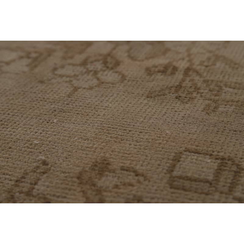 Tabriz Persian Vintage Area Medallion Beige Wool Carpet - 8'4" x 11'1"