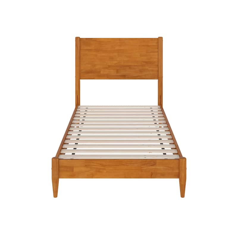 Gothic Grace Solid Wood Platform Bed - Low Profile Twin Bed Frame - Light Toffee Finish
