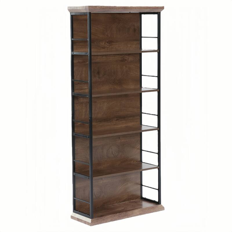 70.86" H 5-Tier Standard Bookcase with Storage for Living Room & Home Office