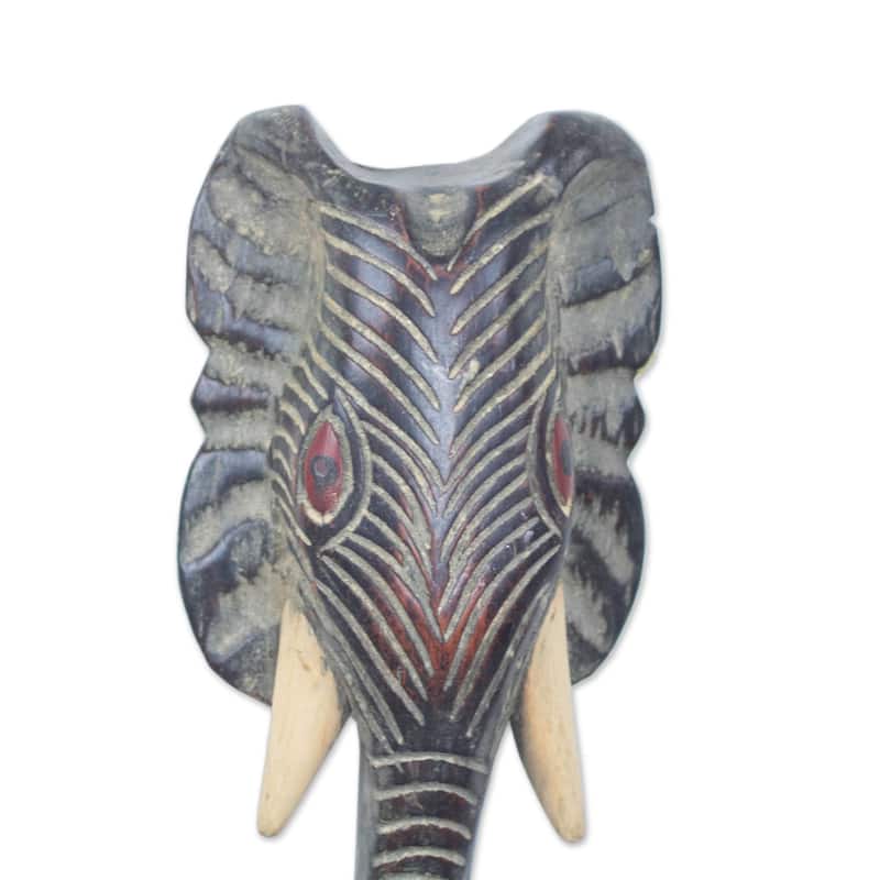 Novica Handmade Elephant Welcome African Wood Mask