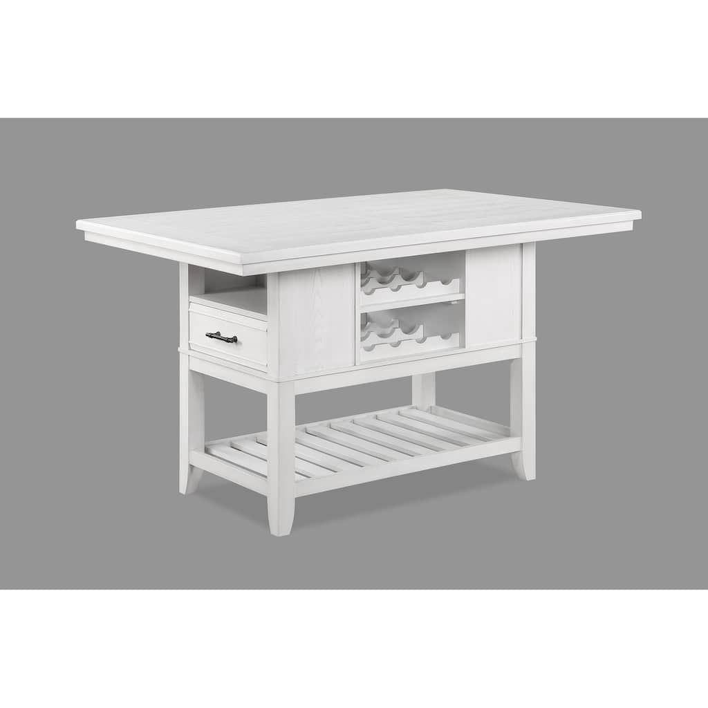 1pc Counter Height Table with Storage Drawers Wine Rack Open Shelf White Finish Dining Room Wooden Furniture
