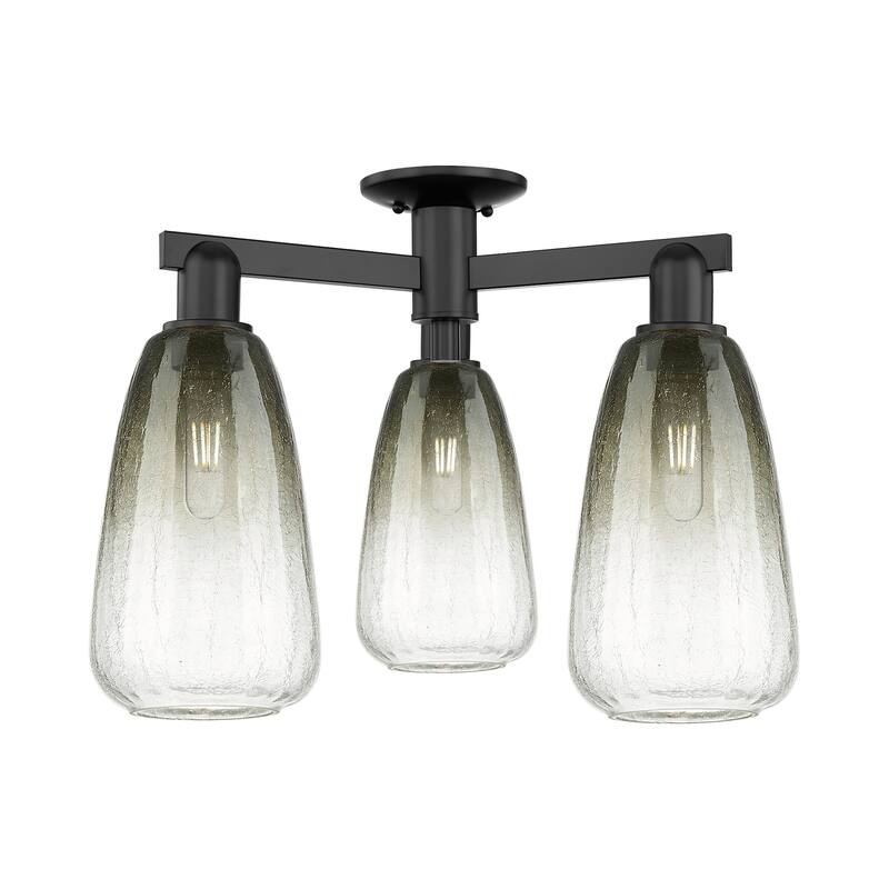 Innovations Lighting 716-3F-15-24 Brookhaven Almond Semi-Flush - Matte Black / Slate
