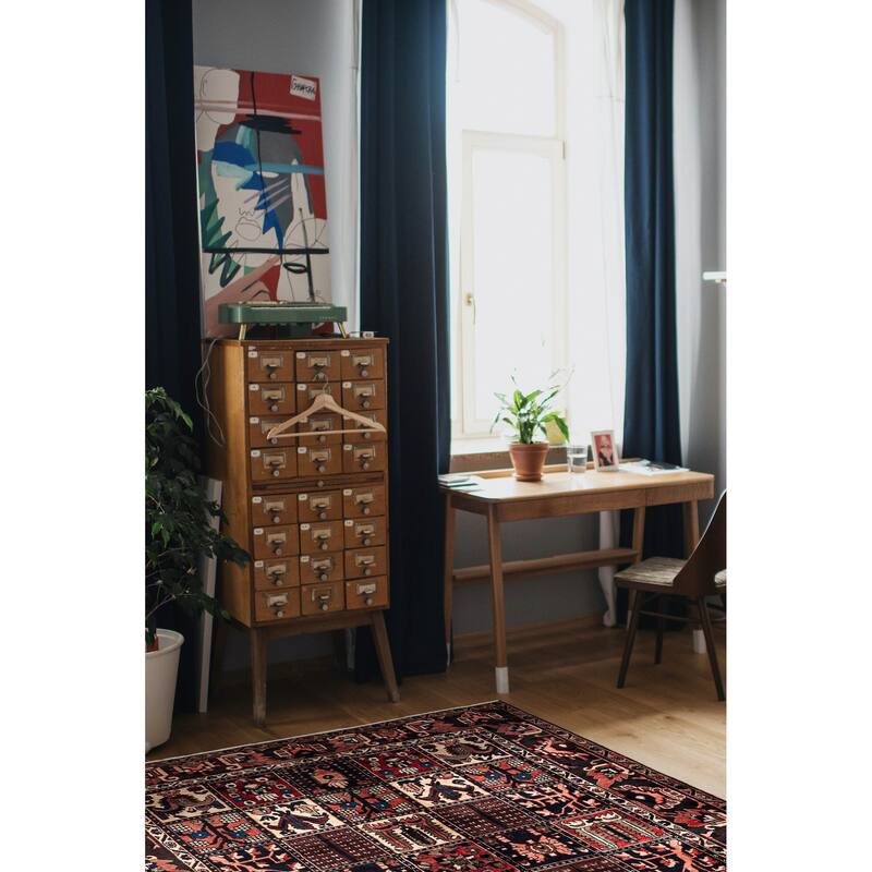 ECARPETGALLERY Hand-knotted Kayseri Vintage Dark Red Wool Rug - 5'5 x 6'11