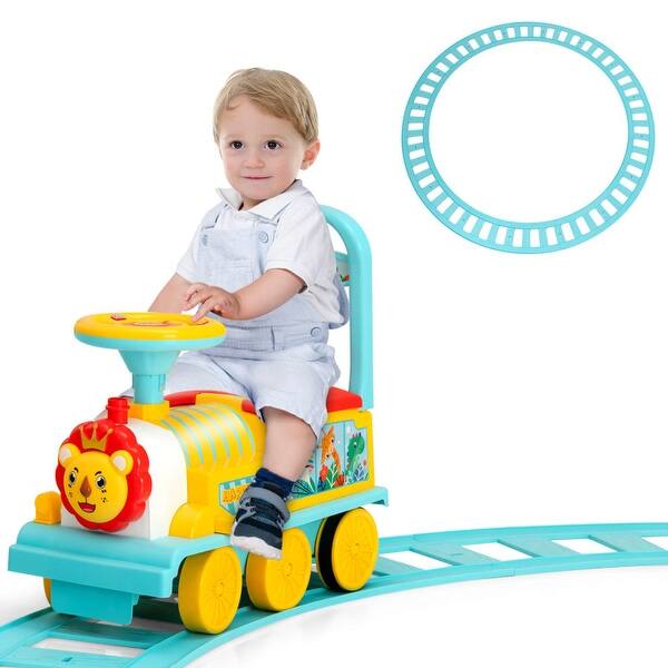 slide 2 of 33, 6V Electric Kids Ride On Car Toy Train with 16 Pieces Tracks - 20.3" x 8.5" x 13.6"(L x W x H)