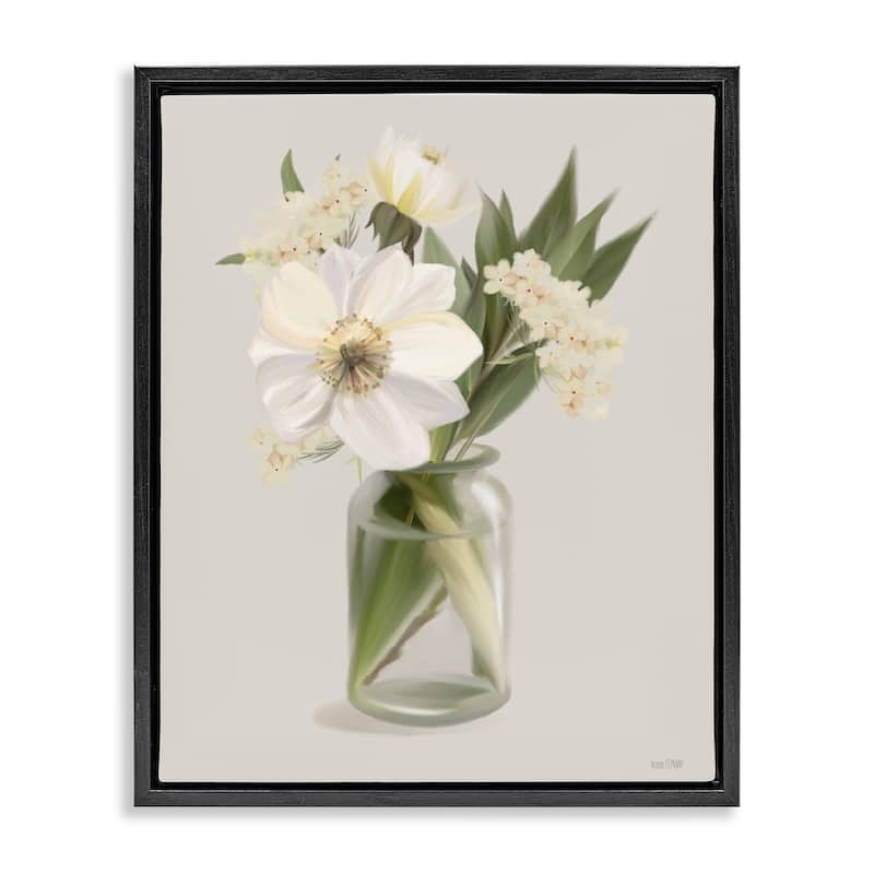 Stupell Spring Flower Bundle Vase Framed Floater Canvas Wall Art Design By House Fenway - 25 x 31 - Black