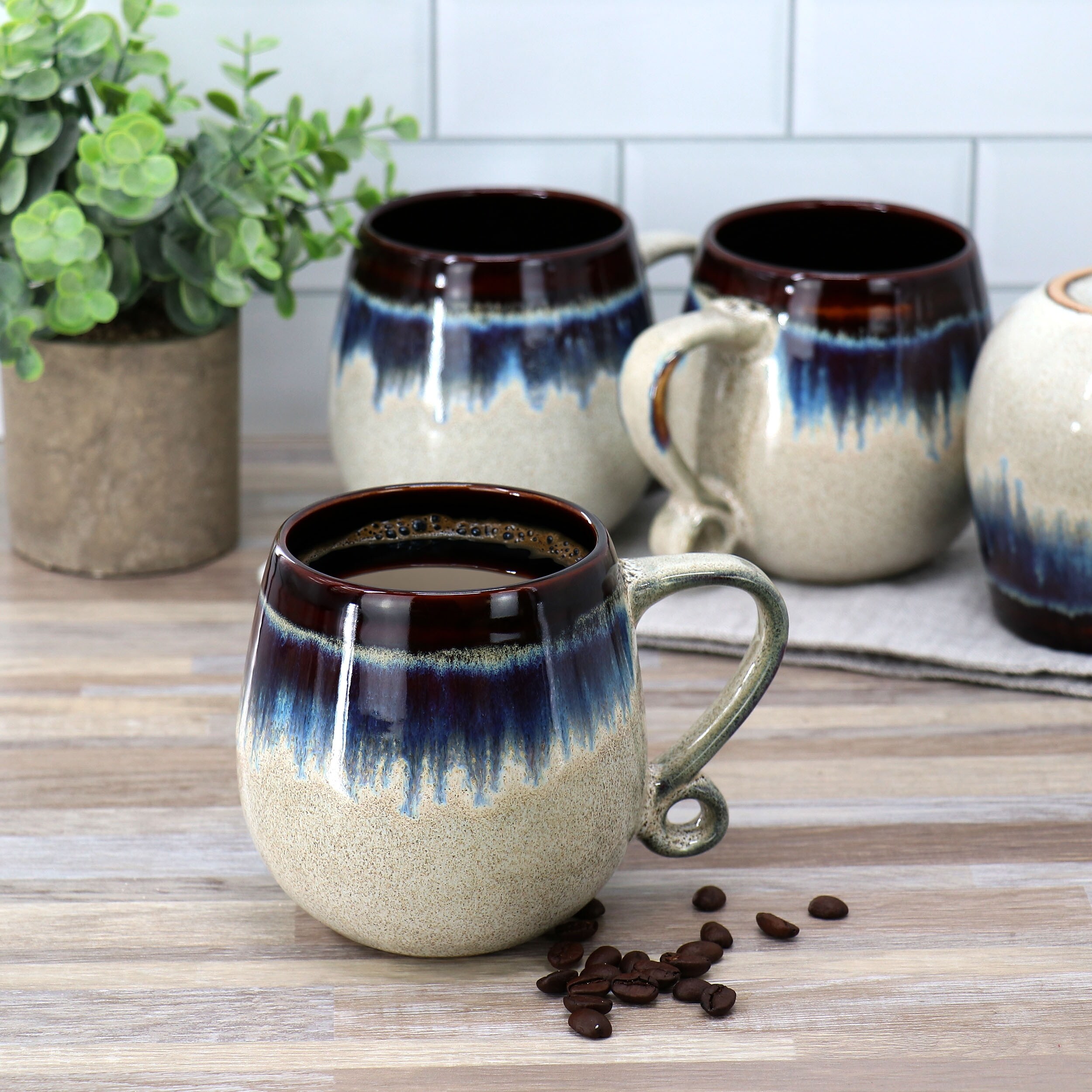 Meritage Lexington 4 Piece 20 Ounce Stoneware Two Tone Mug Set in